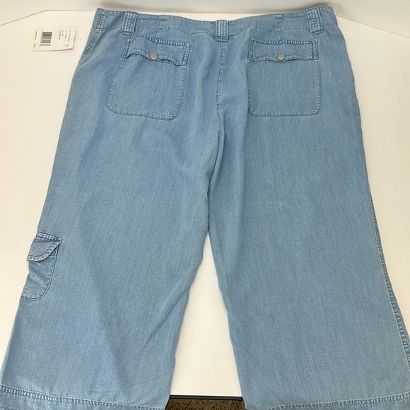 Villager Chambray Wide leg Cropped Pants 18 Tencel Blend Pockets Flowy C… - Picture 5 of 14